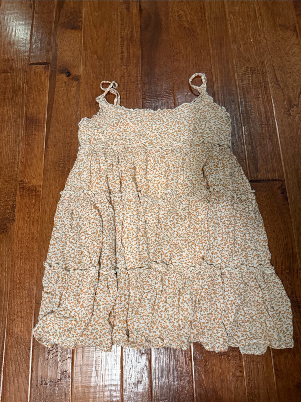Lulu's Cream and Light yellow Floral Ruffle Sundress